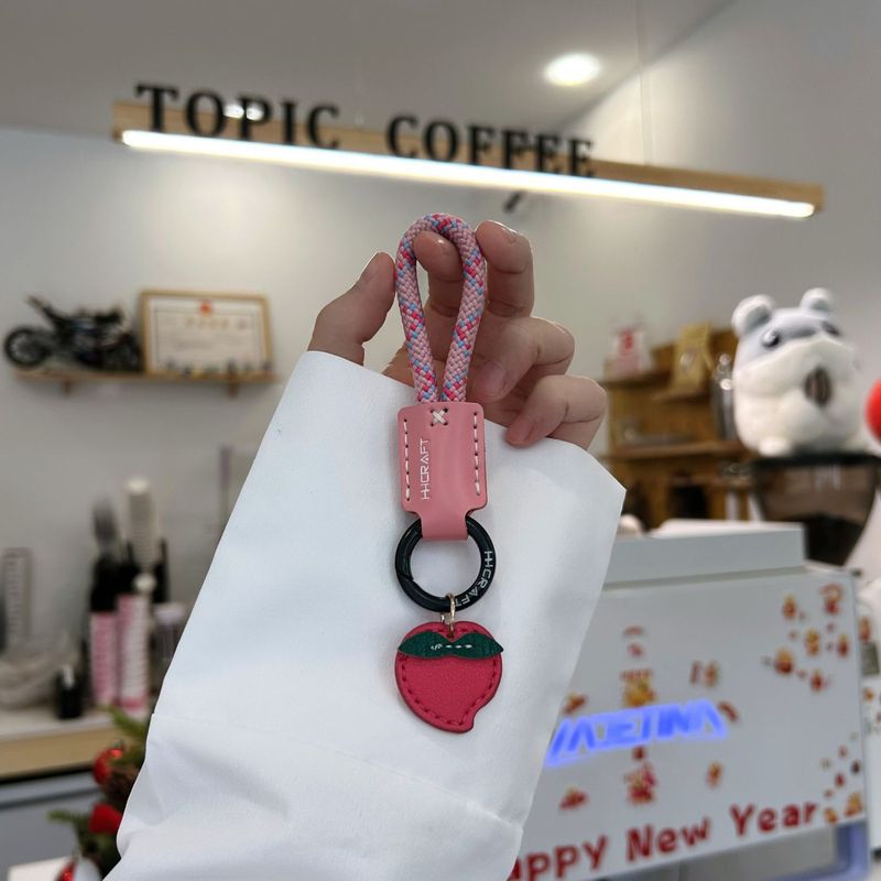 Genuine Cowhide Braided Rope Keychain Pendant High Quality Car Keychain Ring Men And Women Hand Rope School Bag Pendant_autovado.com