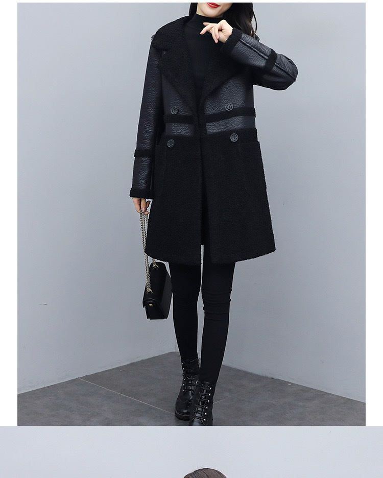 Women's fashion fur one with velvet thick suit collar wear loose plus fat plus leather coat on both sides_autovado.com