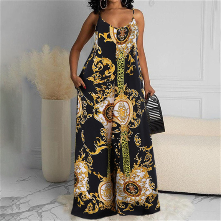 Women's Clothing new casual printed backless sexy jumpsuit_autovado.com
