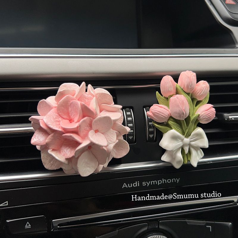 Pink Embroidered Ball Float Carrying Aromatherapy Stones Girls, Interior Accessories For Cars, Air Vents, Instagram_autovado.com