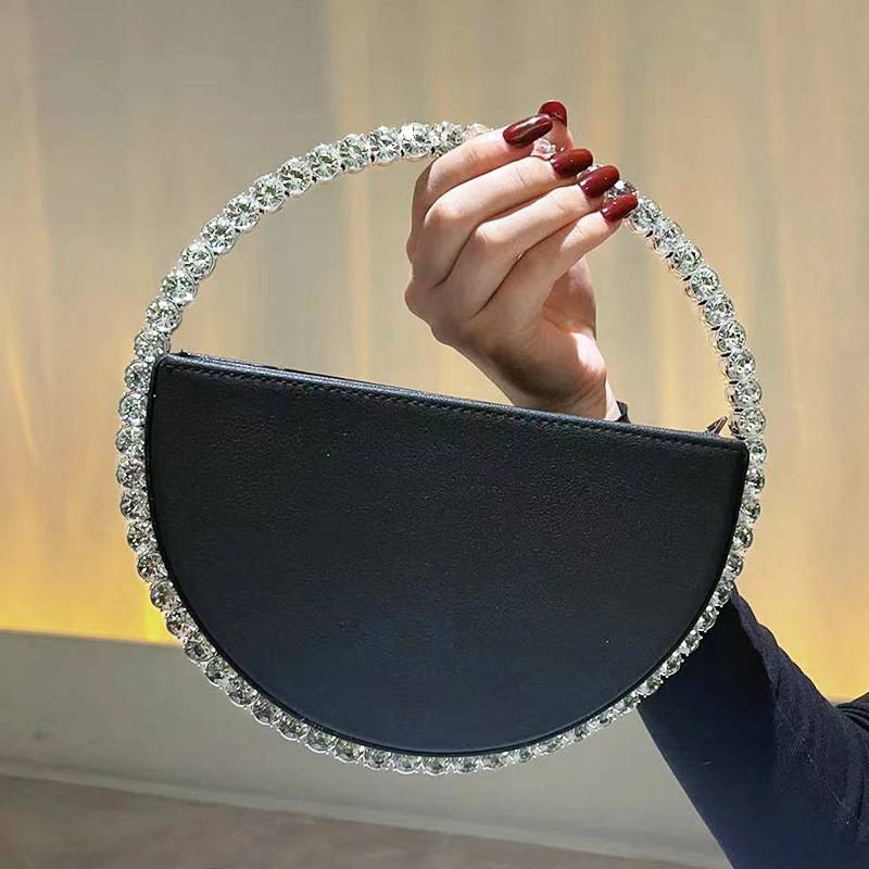 Round Crystal Diamond Bag Sparkling Clutch Bag Internet Celebrity Same Purse Little Fairy Bag Girl Small Bag_autovado.com