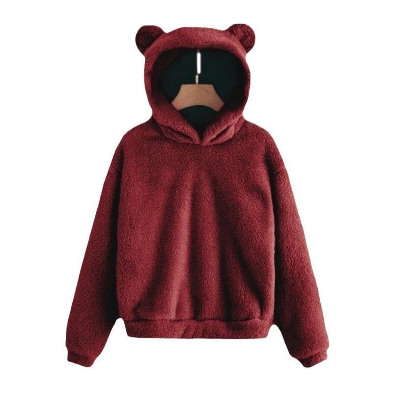 Women's Clothing autumn and winter new fluffy rabbit ears hooded warm sweater sweater_autovado.com
