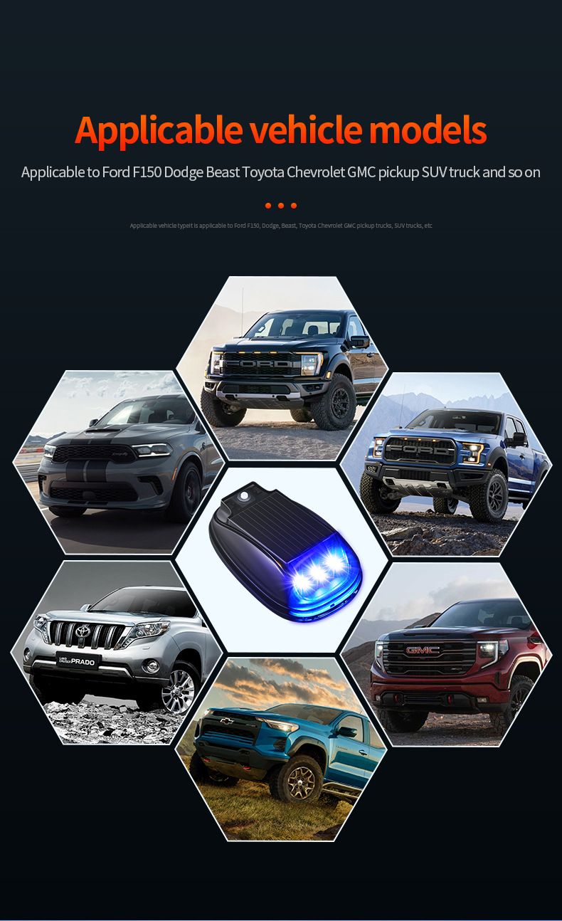 Solar Car LED Flashing Color Roof Mouse Modification No Wiring Remote Control Anti-Collision Warning Light_autovado.com