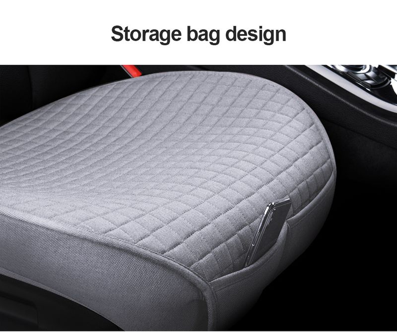 Linen Cover Flax Breathable Car Seat Cushion All Seasons Universal Non-Slip Protector Pad Fits For Sedan Van SUV Truck_autovado.com
