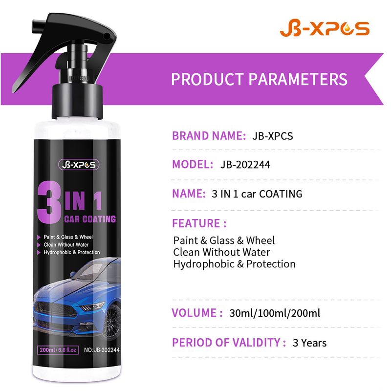 JB-XPCS-44 3-in-1 Car Agent Quick Paint Glass Hand Spray Wax Micro Coating Crystal_autovado.com
