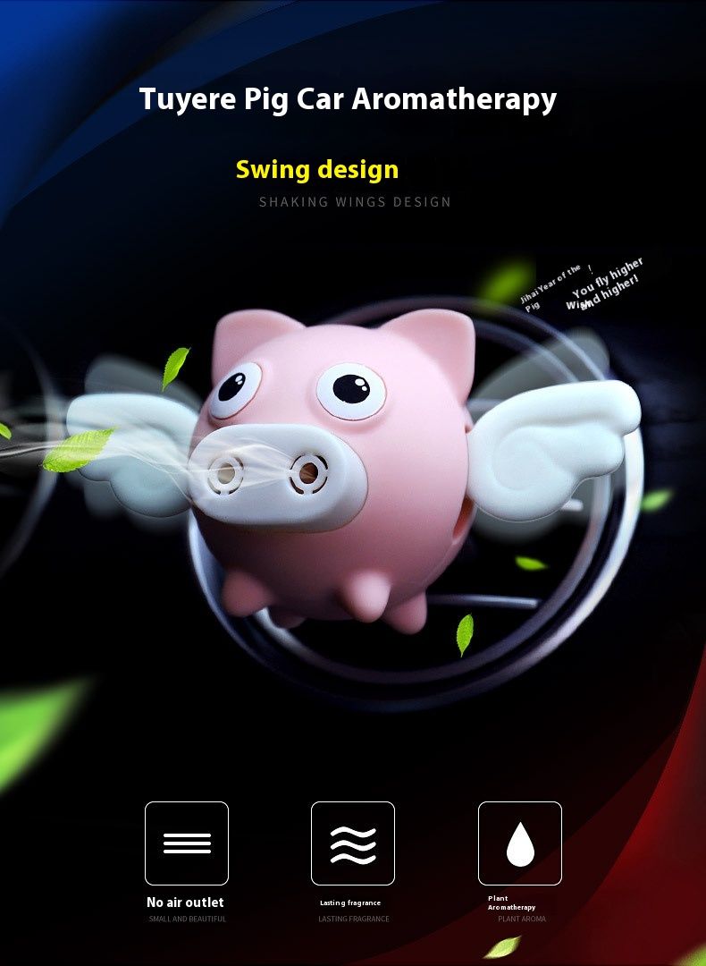 New Perfume Flying Pig Air Outlet Perfume Flying Pig Creative Perfume Car Air Outlet Fragrance Car Cartoon Piglet Accessories_autovado.com