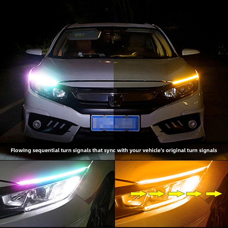 Car RGB Colorful Daytime Running Lights APP Bluetooth Control 30CM 45CM 60CM Driving Light Strip_autovado.com