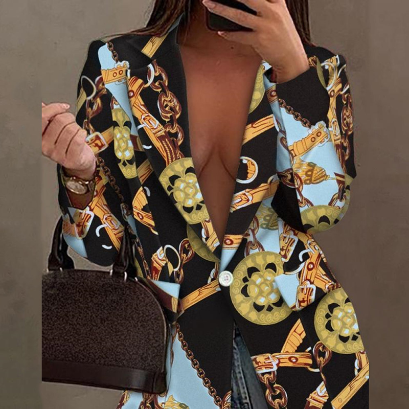 Women's autumn and winter new long-sleeved fashion sexy printed small suit jacket_autovado.com