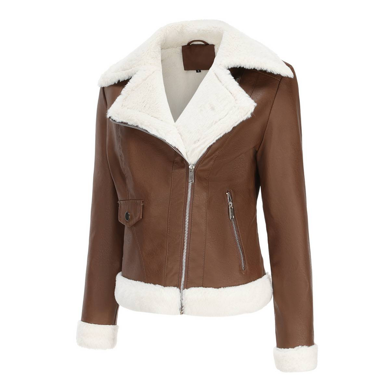 New Suede women's long-sleeved warm lapel jacket European and n commuter casual jacket_autovado.com
