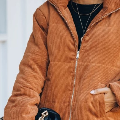 Women's Clothing long casual light and large version corduroy cotton jacket_autovado.com