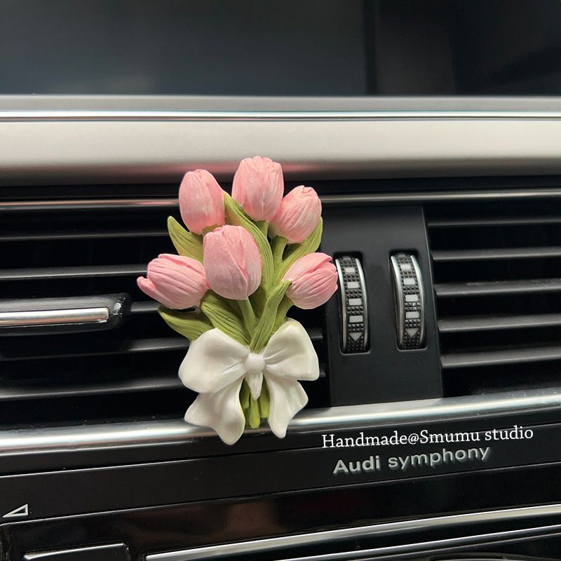 Pink Embroidered Ball Float Carrying Aromatherapy Stones Girls, Interior Accessories For Cars, Air Vents, Instagram_autovado.com