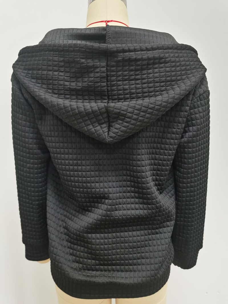 Women's Clothing zipper hooded cardigan long sleeved sweater jacket_autovado.com