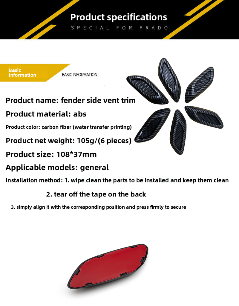 Suitable For Car Fender Side Carbon Fiber Body Decoration Stickers Personalized Modification Universal_autovado.com