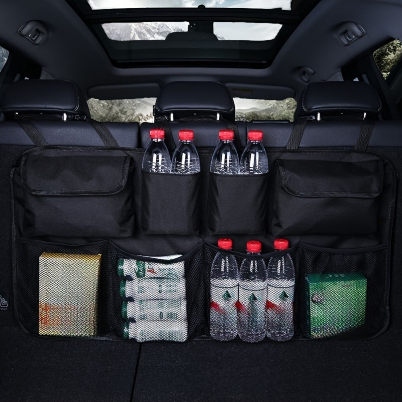 Multi Functional Rear Seat Back Hanging Bag, Car Foldable Miscellaneous Oxford Cloth Trunk Storage Bag_autovado.com