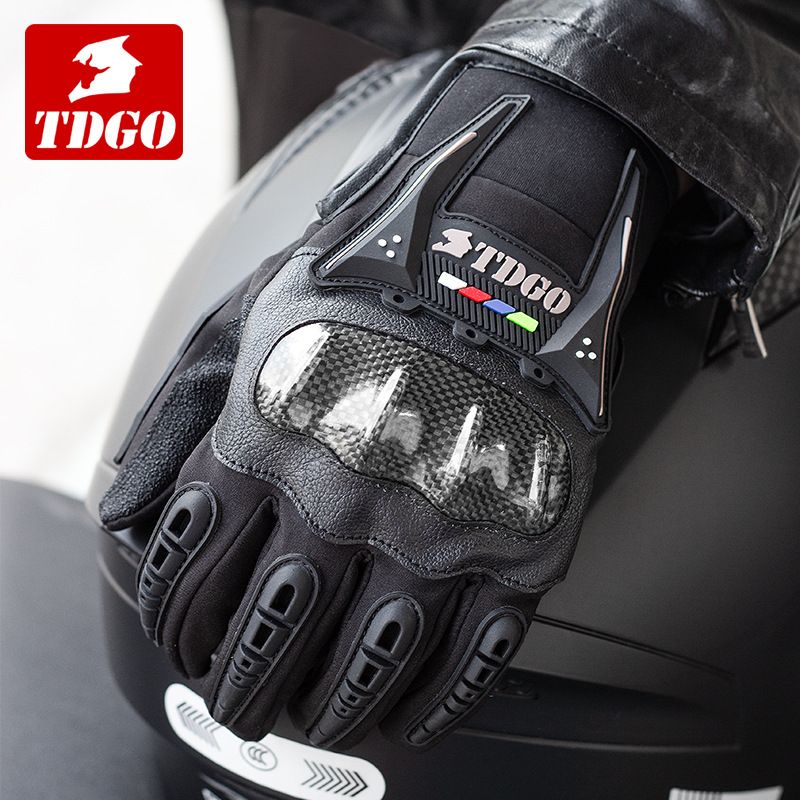 Motorcycle Gloves – All-Season Riding Gloves (Touchscreen, Anti-Slip, PE/Alloy/Carbon Shell, M/L/XL, Black/Red/Green)_autovado.com