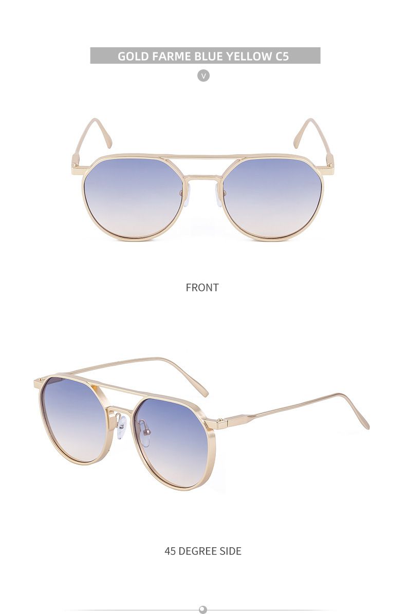 Unisex Vintage round frame sunglasses for men metal double beam driving sunglasses for men_autovado.com