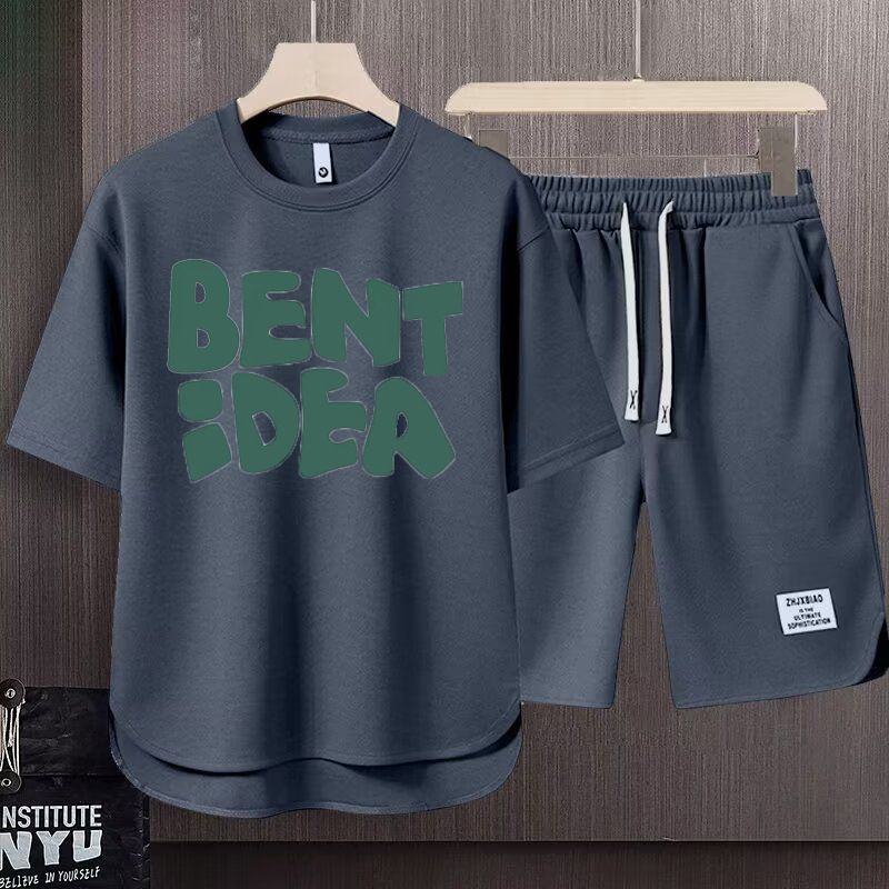 Men's Clothing 2024 Waffle Casual Summer Suit Men's Loose Teen Short sleeved T shirt Shorts Handsome Two piece Suit_autovado.com