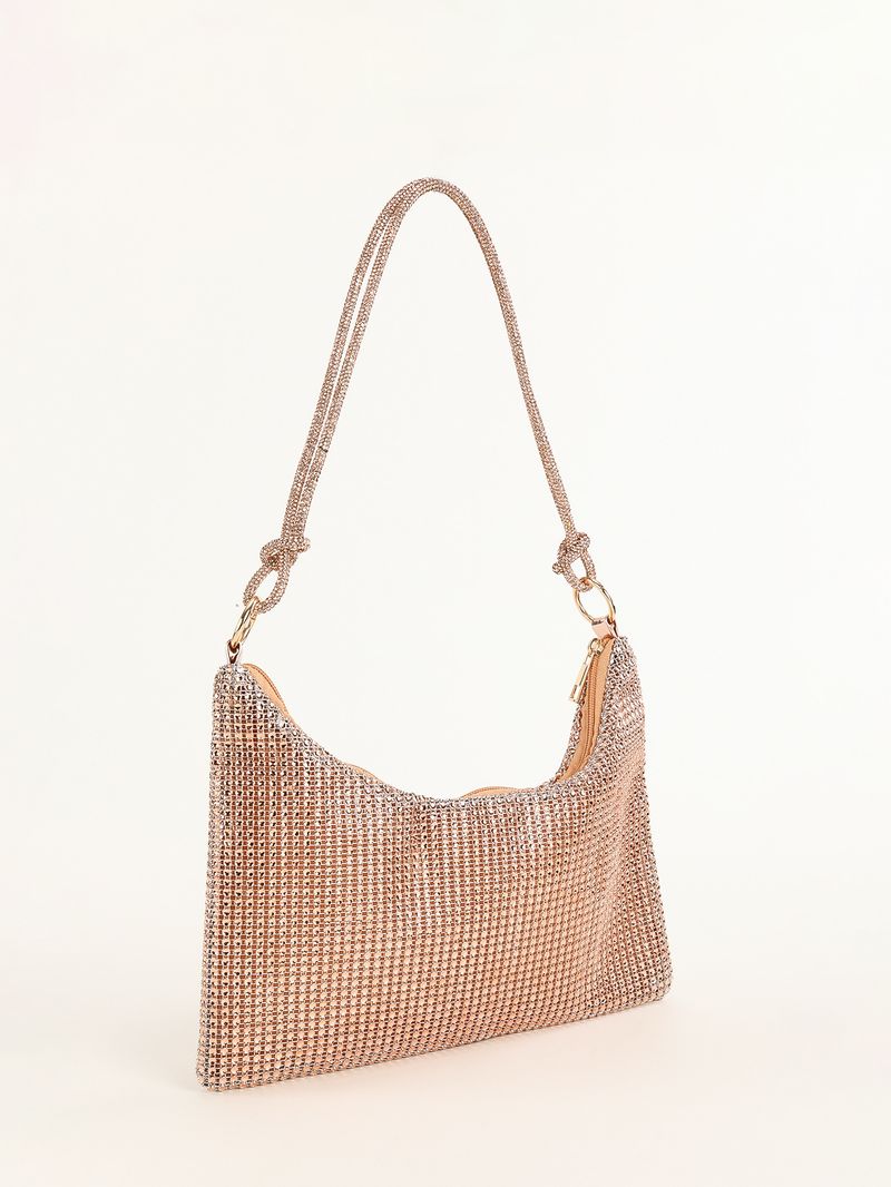 rhinestone knotted armpit bag diamond-studded trendy niche shoulder evening bag_autovado.com