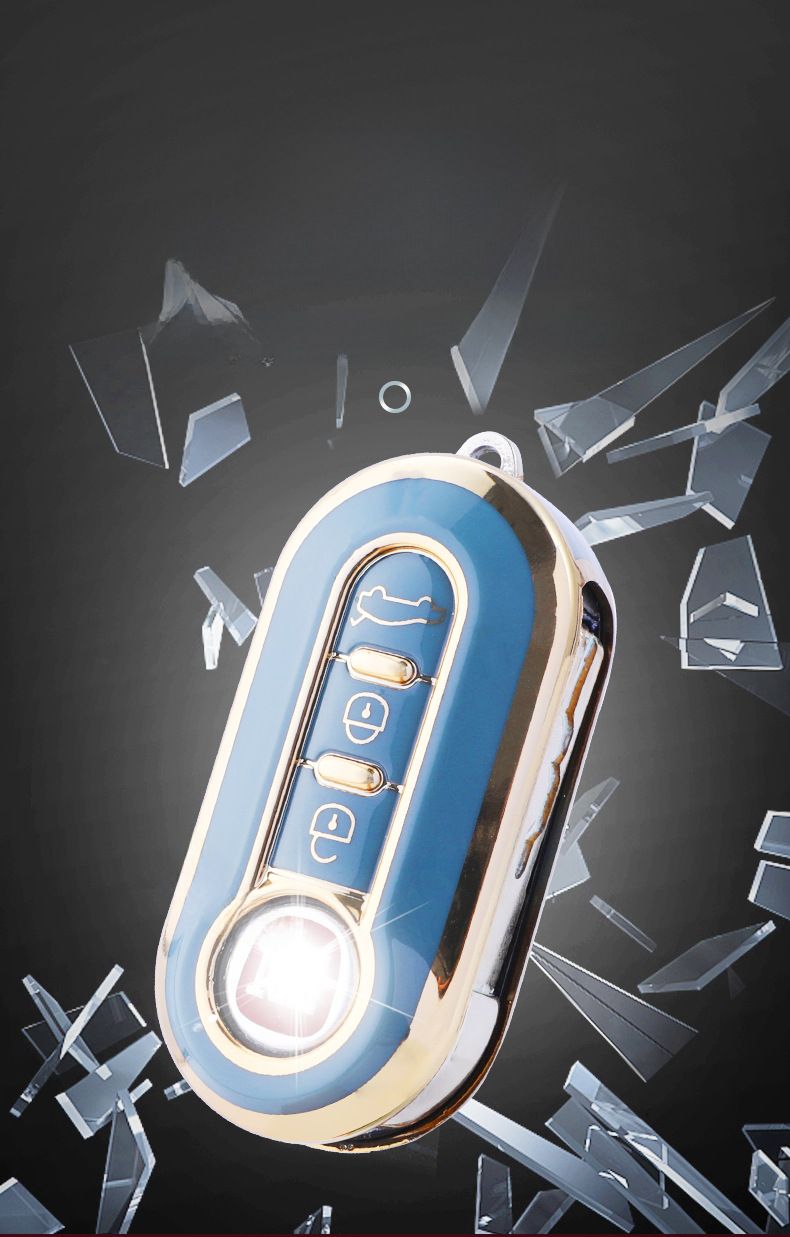 Applicable 3-key Fiat folding key case 500 Boyue Bravo Feixiang Iveco golden edge car key case_autovado.com