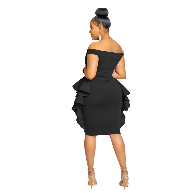 Women's solid color sleeveless ruffle skirt dress for women_autovado.com