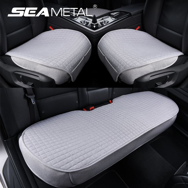 Linen Cover Flax Breathable Car Seat Cushion All Seasons Universal Non-Slip Protector Pad Fits For Sedan Van SUV Truck_autovado.com
