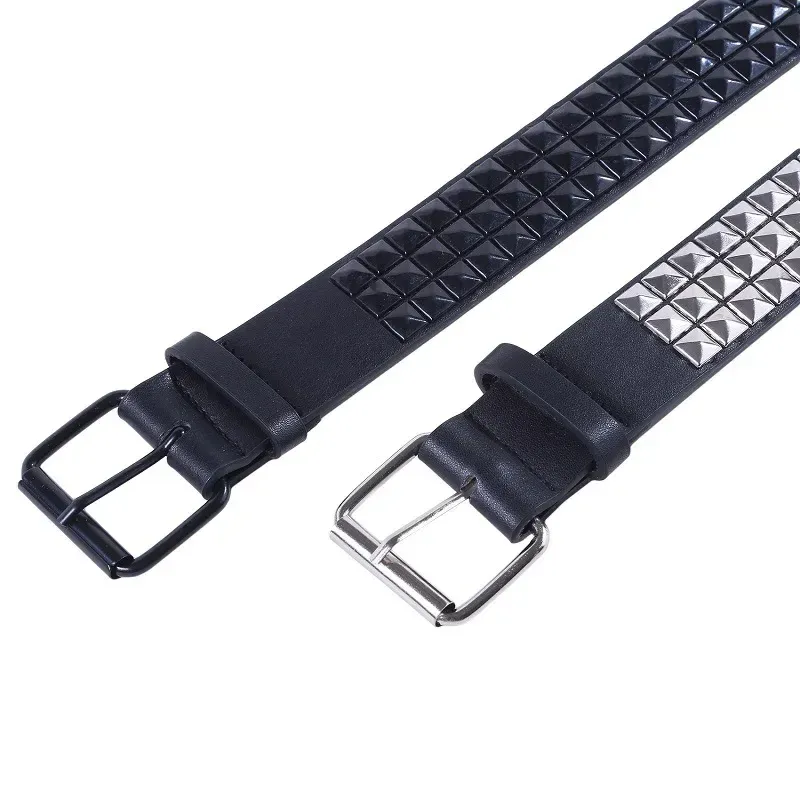 HOT Shiny Pyramid Belt Men Women's Studded Belts Punk Rock with Pin Buckle Black Fashion Rhinestone Rivet Nightclub_autovado.com