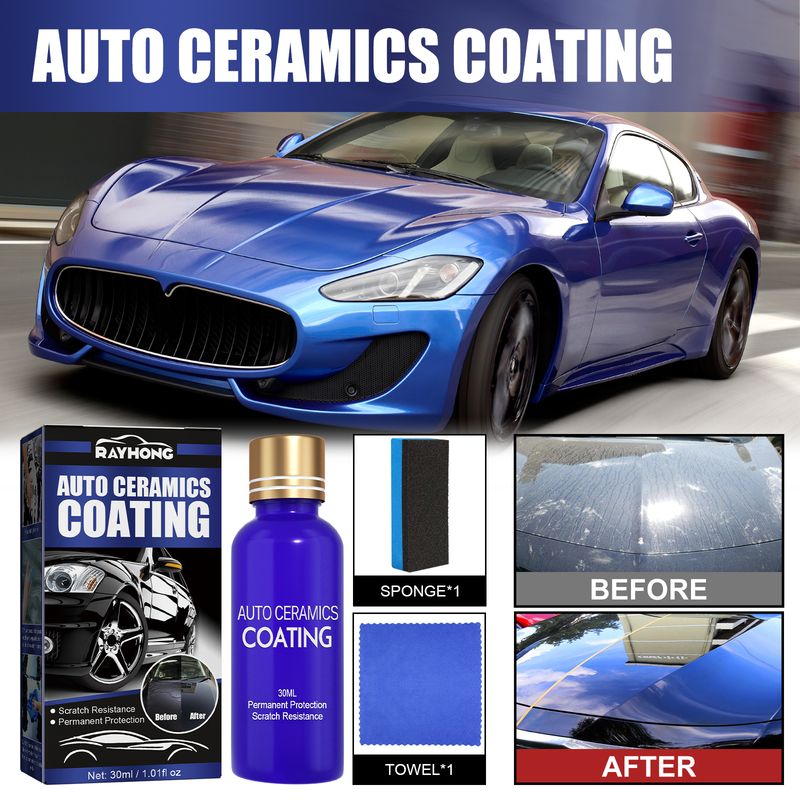 Rayhong 3pcs/set Auto Ceramics Coating, Clean Decontamination Waterproof Dustproof Scratch Repair Paint Maintenance Renovation Coating Solution_autovado.com