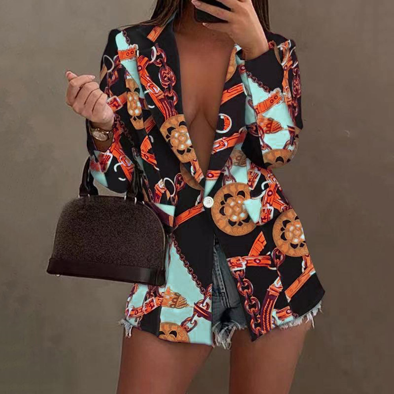 Women's autumn and winter new long-sleeved fashion sexy printed small suit jacket_autovado.com