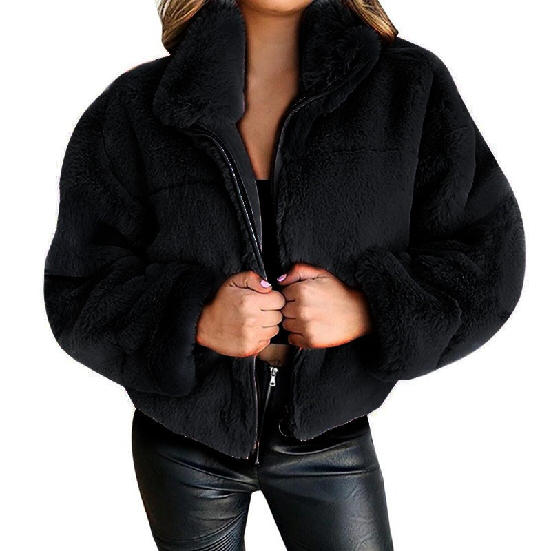 Women's Clothing clothing autumn and winter rabbit fur fur zipper cardigan plush warm jacket_autovado.com