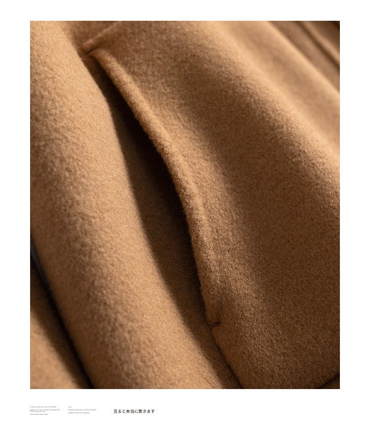 Women's Clothing quality double sided wool coat with hood and short button for women_autovado.com