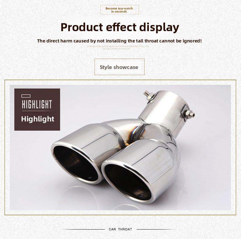 Cross-Border Hot-Selling Tail Thickened Stainless Steel Universal Model Blue Coated Slanted Double Row Car Exhaust Pipe_autovado.com