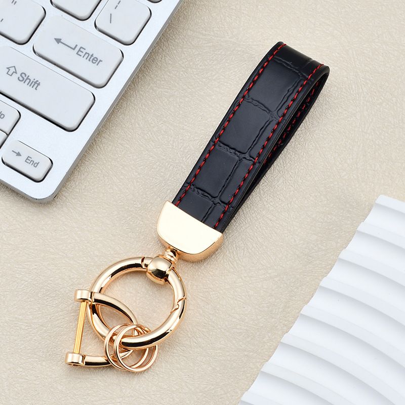 Fashion High End Car Anti Lost Key Ring Simple Leather Key Chain Pendant Creative Couple Business Key Chain_autovado.com