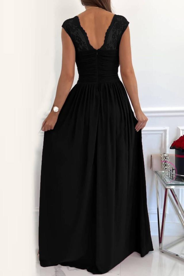Women's Christmas Sleeveless Lace Halter Dress With A Slit_autovado.com