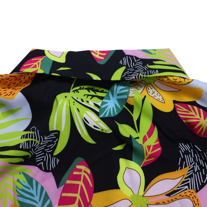 Women's Fashion Print Two-piece Suit Lapel Tie Shirt Wide Leg Pants Suit_autovado.com