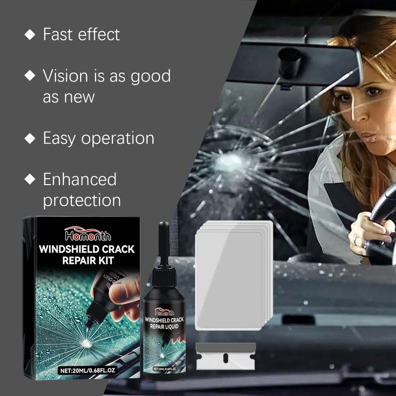 Homonth Automotive Glass Care Kit Automotive Windshield Cracks And Scratches Adhesive Repair Solution_autovado.com