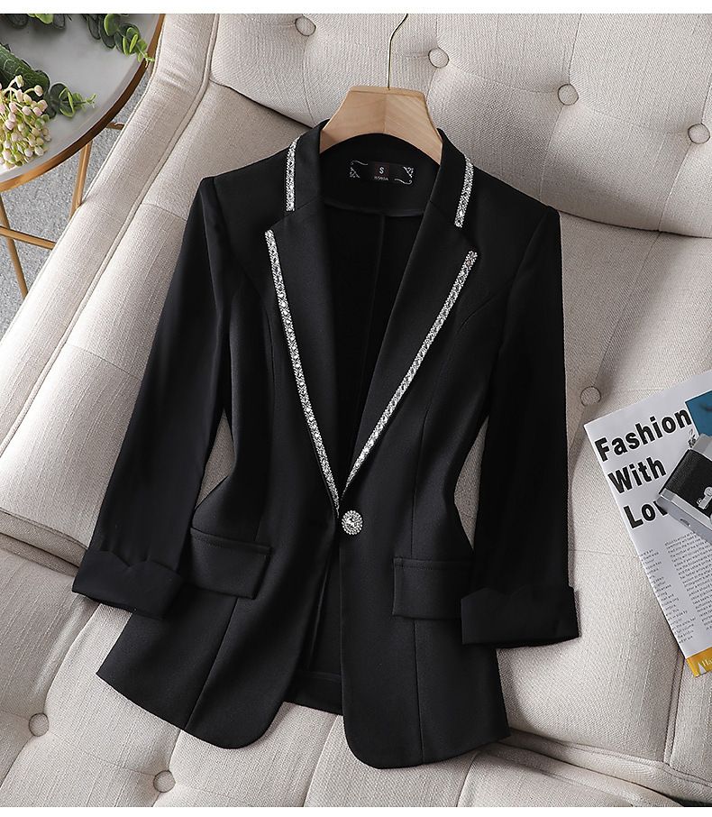Women's Clothing White small suit jacket for women 2023 new spring and autumn Korean style casual high-end fashion suit ladies tops_autovado.com