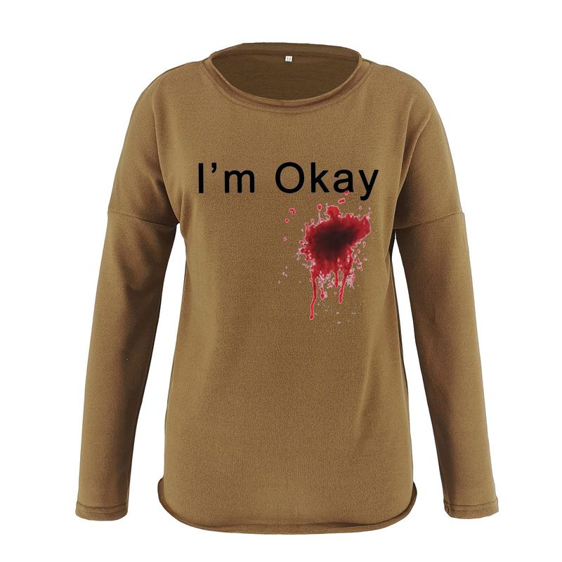 Women's Clothing I'M OKAY printed sweatshirt women's loose bat long sleeve top_autovado.com