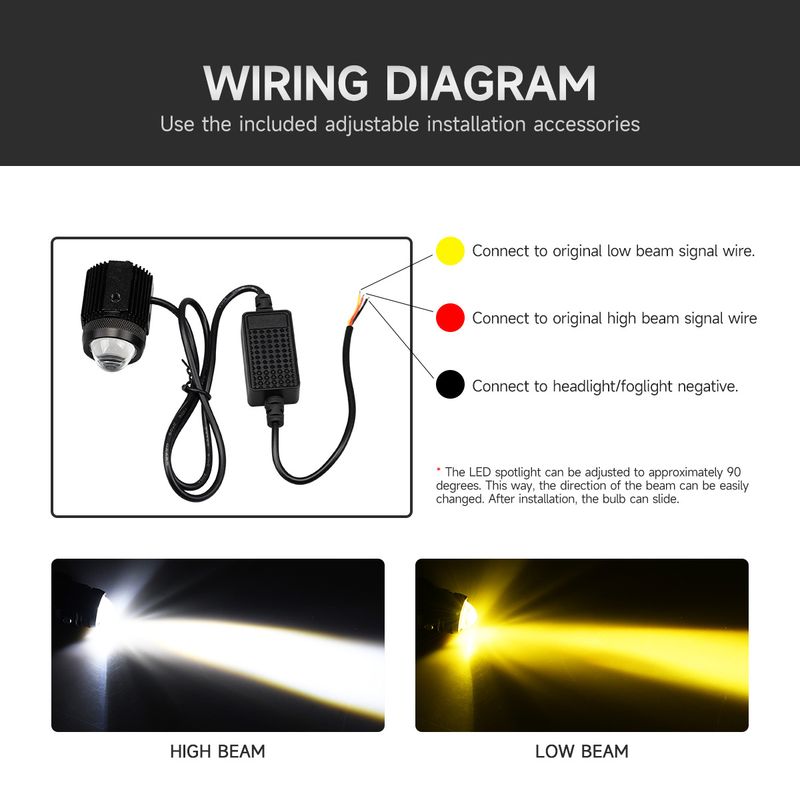 LED motorcycle headlights near and far two-color light strong flash headlights_autovado.com