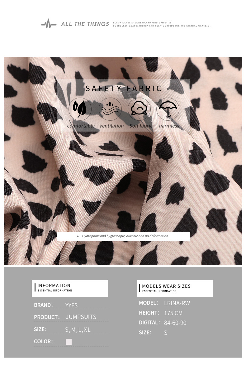 Printed fashion pants with straight tube leopard print jumpsuit_autovado.com