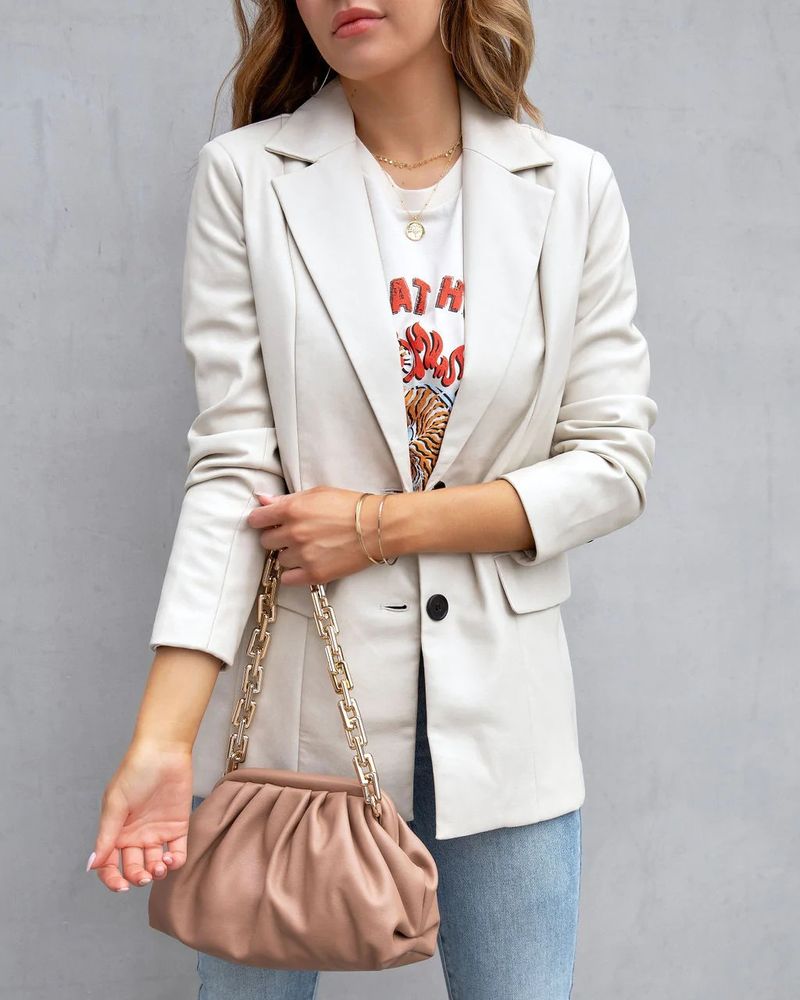Women's Clothing Street Style Pure Color Casual Fashion Three color Leather Jacket _autovado.com