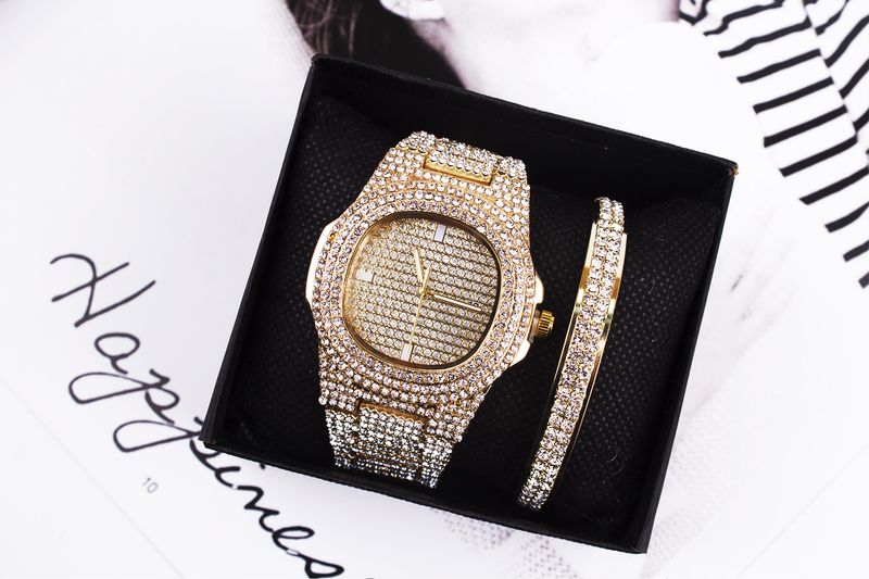 Diamond fashion watch set bracelet ladies wristwatch men_autovado.com