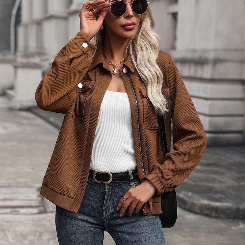 Women's Clothing lapel cardigan autumn new retro Maillard jacket coat_autovado.com