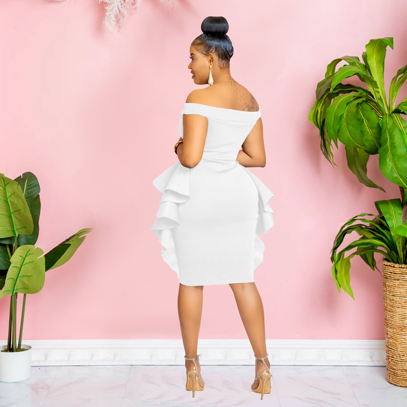 Women's solid color sleeveless ruffle skirt dress for women_autovado.com