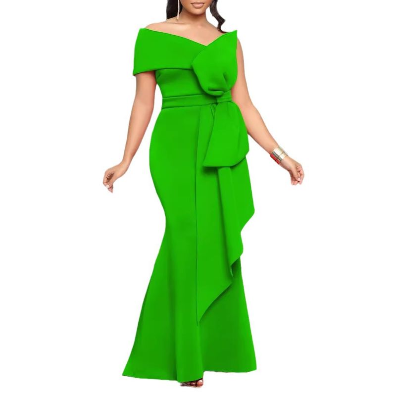 Women's Skirts Slant Collar Tube Top Large Size Dress Evening Dress_autovado.com