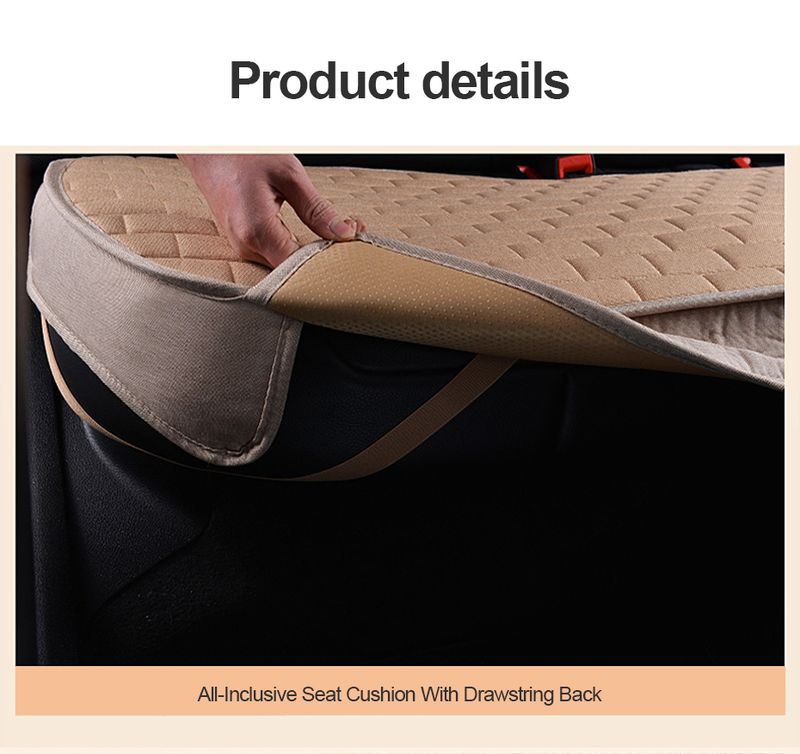 Linen Cover Flax Breathable Car Seat Cushion All Seasons Universal Non-Slip Protector Pad Fits For Sedan Van SUV Truck_autovado.com