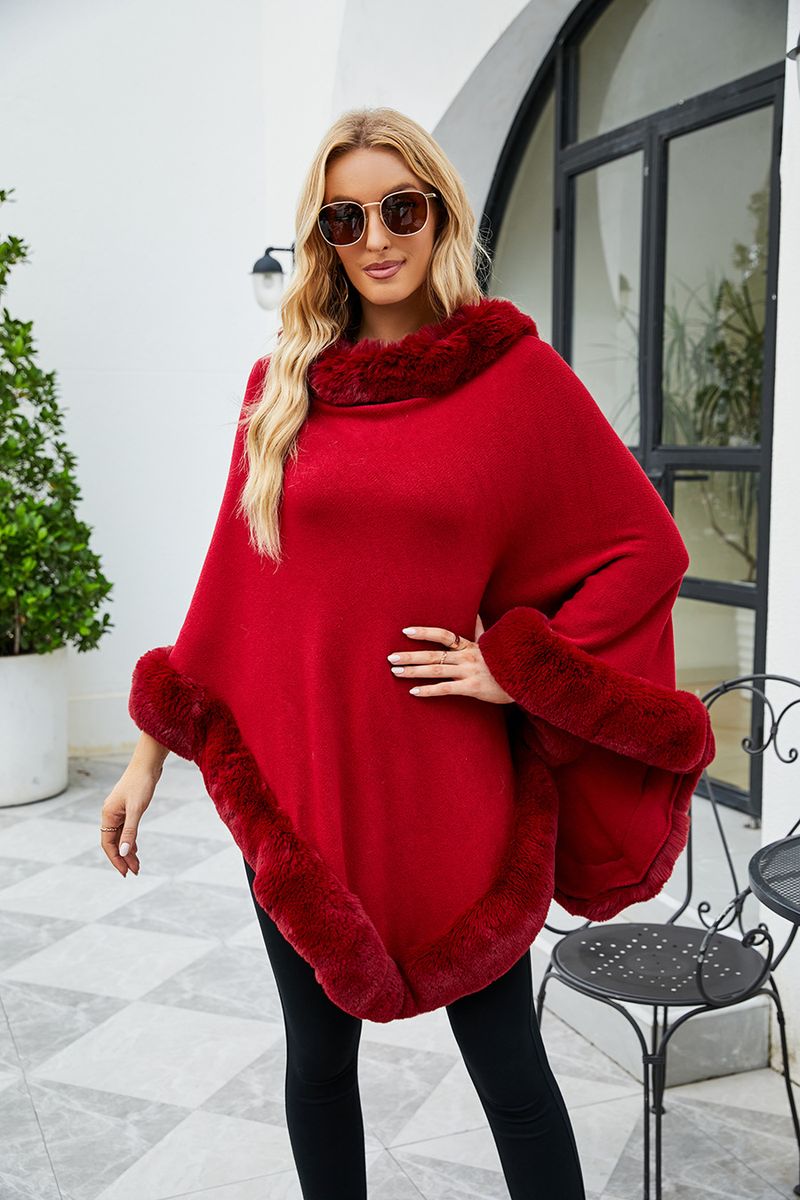 Women's Clothing 2023 autumn and winter new women's clothing shawl tassel cape fur collar pullover sweater women_autovado.com