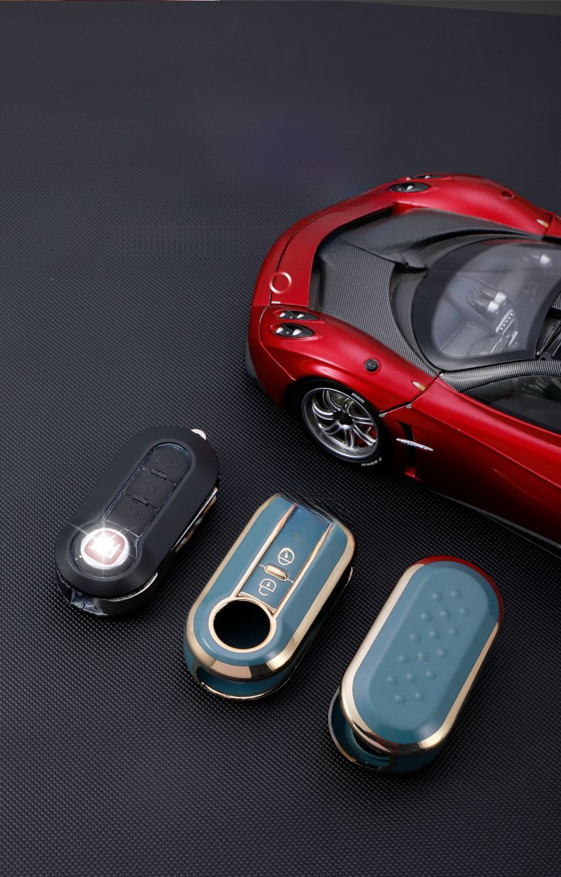Applicable 3-key Fiat folding key case 500 Boyue Bravo Feixiang Iveco golden edge car key case_autovado.com