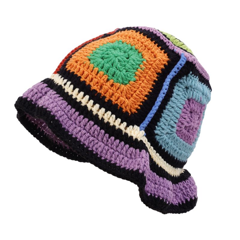 Hot Sale 2024 Colorful New Women Girl Handmade Crochet Bucket Hats Y2k Fashion Summer Beach Korean Hollow Knitted Hat_autovado.com