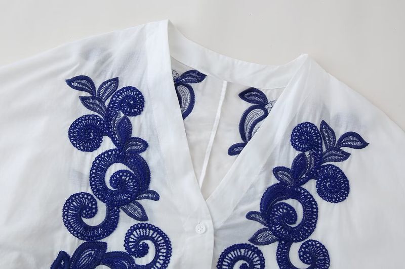 Women's ClothingFashion Contrast Embroidered Shirt + Skirt Set Women_autovado.com