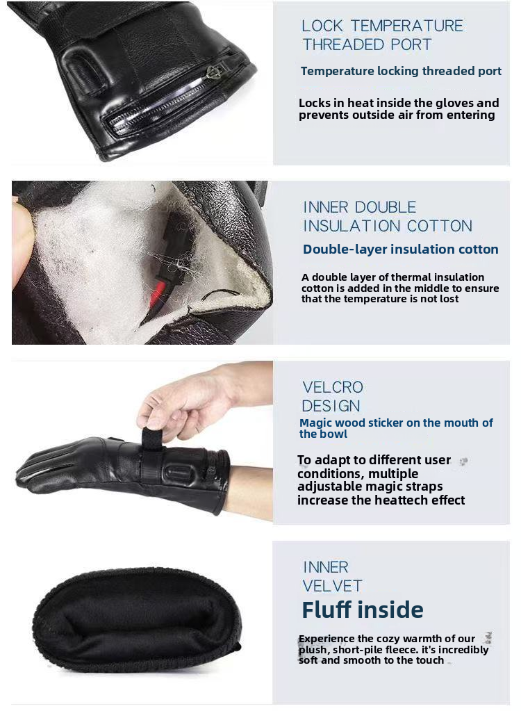 Kangre 7.4V Lithium Battery Rechargeable Gloves Motorcycle Heating Three-Level Temperature Adjustment Electric Warm_autovado.com